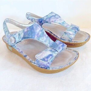 Alegria Kendra Blue Watercolor Adjustable Sandals